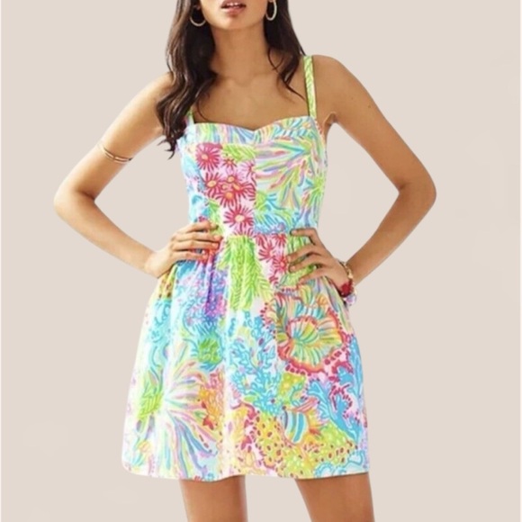 Lilly Pulitzer | Multi Lovers Coral Ardleigh Mini Dress Size 4 Easter Vacation - Picture 1 of 9